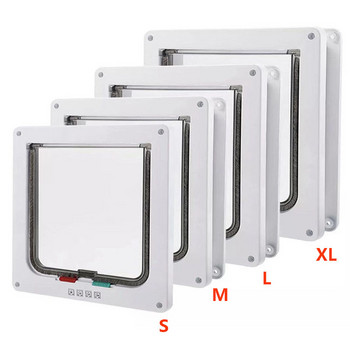 Smart ABS Pet Cat Flap Door with 4 Way Lock Security Door Controllable Switch Direction Doors Cat Dog Safety Gate Pet Supplies