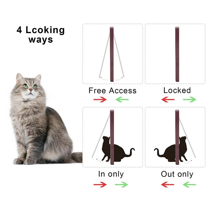 Viedās ABS kaķu atloka durvis ar četrvirzienu slēdzeni drošības durvju vadāmām slēdža virziena durvīm Kaķu suņu drošības vārtu piederumi mājdzīvniekiem