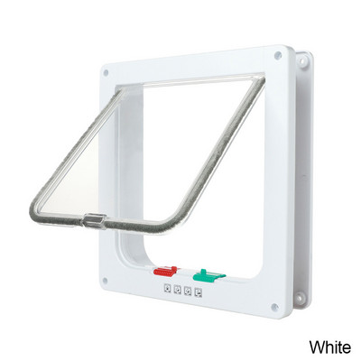 Suņu kaķu atloku durvis ar četrvirzienu drošības slēdzenes atloku durvis suņu kaķiem kaķēniem ABS plastmasas mazo mājdzīvnieku vārtu komplekts kaķu suņu atloku durvis