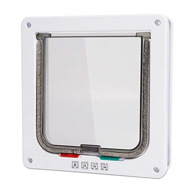 Suņu kaķu atloku durvis ar četrvirzienu drošības slēdzenes atloku durvis suņu kaķiem kaķēniem ABS plastmasas mazo mājdzīvnieku vārtu komplekts kaķu suņu atloku durvis