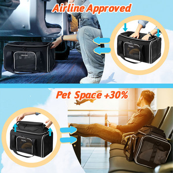 Φορητή τσάντα σκύλου με πτυσσόμενη μαλακή πλευρά Τσάντα ώμου για κατοικίδια για κουτάβια γάτες Ταξιδιωτική αεροπορική εταιρεία που εγκρίθηκε κάτω από το κάθισμα