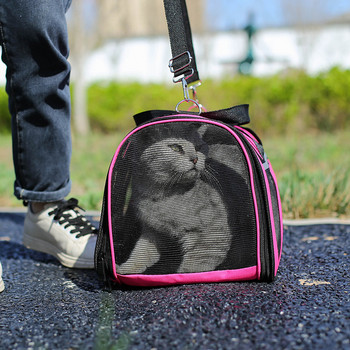 Преносима чанта за носене на кученце Дишаща мрежеста чанта за разходка на котка през рамо Дамска чанта за пътуване на открито Мека странична раница за малки кучета