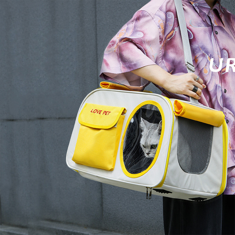 Mājdzīvnieku kaķu pārnēsāšanas soma Elpojoša pārnēsājama kucēnu plecu soma āra ceļojumu caurspīdīga soma kaķiem maziem suņiem mājdzīvnieku rokassomiņa