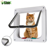 Kaķa kucēna drošības vārti suņiem, kaķiem, kaķēniem, maziem mājdzīvnieku piederumiem ar četrvirzienu slēdzeni, drošības vārstu durvis, suņu kaķu atloku durvis, ABS plastmasas