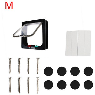 Kaķa kucēna drošības vārti suņiem, kaķiem, kaķēniem, maziem mājdzīvnieku piederumiem ar četrvirzienu slēdzeni, drošības vārstu durvis, suņu kaķu atloku durvis, ABS plastmasas