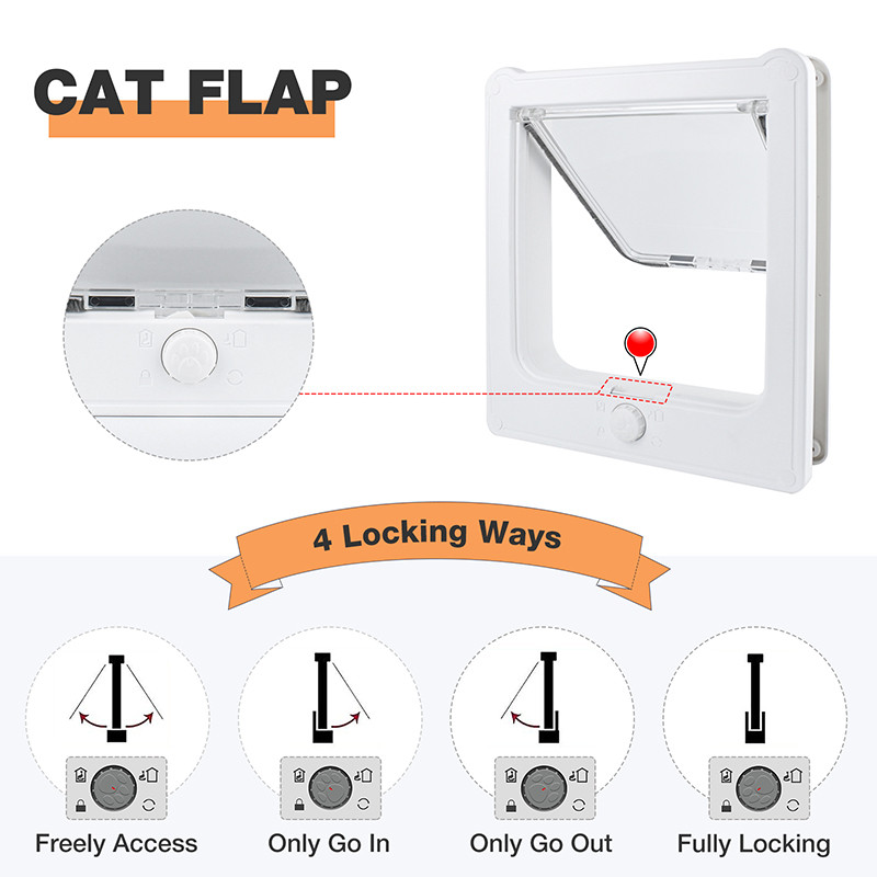 Mājdzīvnieku ieejas kaķu durvju caurums koka durvīm ar četrvirzienu aizvēršanu slēdzamām koka durvīm Bezmaksas ieeja mazo suņu kaķu piederumiem