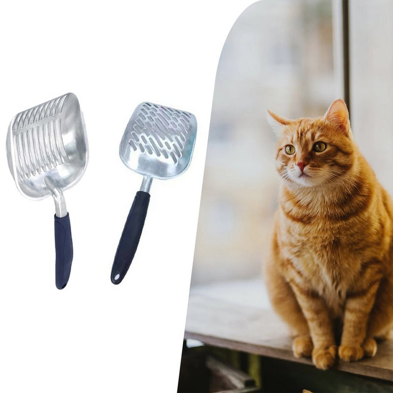 Nova lopatica za mačji pijesak Velika metalna lopatica za pijesak za Kitty Sifter s dubokom lopaticom i ergonomskom ručkom izrađenom od čvrstog aluminija