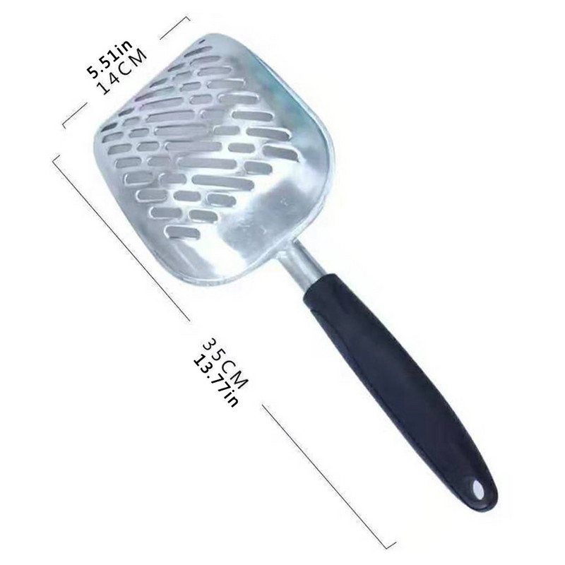 Nova lopatica za mačji pijesak Velika metalna lopatica za pijesak za Kitty Sifter s dubokom lopaticom i ergonomskom ručkom izrađenom od čvrstog aluminija
