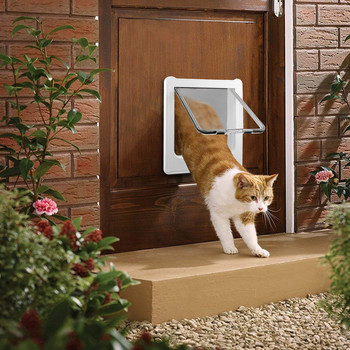 Πόρτες κατοικίδιων ζώων για γάτες Περιστροφική κλειδαριά 4 κατευθύνσεων Πόρτα κατοικίδιων ζώων Αδιάβροχη πόρτα για κατοικίδια για γάτες Doggie γατάκια και γατάκια Εύκολη εγκατάσταση 11x9
