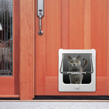 Πόρτες κατοικίδιων ζώων για γάτες Περιστροφική κλειδαριά 4 κατευθύνσεων Πόρτα κατοικίδιων ζώων Αδιάβροχη πόρτα για κατοικίδια για γάτες Doggie γατάκια και γατάκια Εύκολη εγκατάσταση 11x9