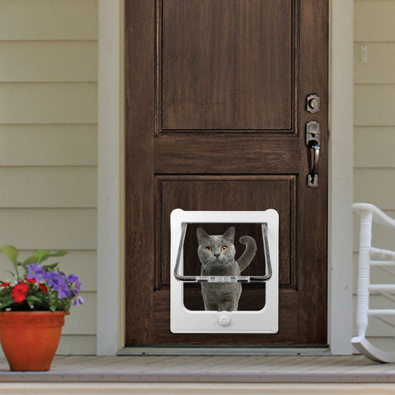 Vrata za kućne ljubimce za mačke 4-smjerna rotirajuća brava Vrata za kućne ljubimce Otporna na vremenske uvjete Vrata za kućne ljubimce za mačke Doggie Mačiće i mačiće Jednostavna instalacija 11x9