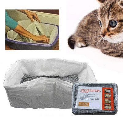 10 бр. SL Филтър за котешки изпражнения за многократна употреба Hands Free Pet Cat Fecreme Liners Еластичен котешки пясъчен торбичка Филтър Хигиенни фолиа за кутия за отпадъци