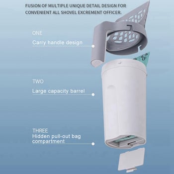 Лопатка за котешки тоалети Голям капацитет с вградена чанта Лопата за котки Почистване на домашни любимци Чанта за изпражнения Инструмент за почистване на коте Аксесоари за домашни любимци