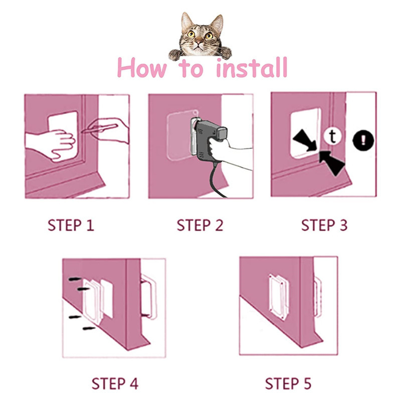 Kaķu atloku durvis iekštelpām ārdurvīm, četrvirzienu bloķēšanas mājdzīvnieku durvis, baltas kaķiem/maza suņa mājdzīvnieka vārtu komplekts