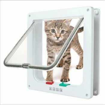 Pet Dog Cat Door 4 Way Flap Plastic Gate Door for Cat Puppy Dogs Small Pet Gate Door Kit Cat Dogs Flap Doors
