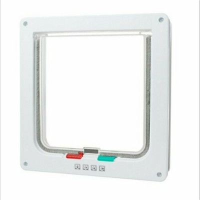 Mājdzīvnieku suņu kaķu durvis, četrvirzienu atloku plastmasas vārtu durvis kaķu kucēnu suņiem Mazo mājdzīvnieku vārtu durvju komplekts kaķu suņu atloku durvis