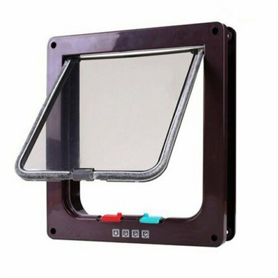 Mājdzīvnieku suņu kaķu durvis, četrvirzienu atloku plastmasas vārtu durvis kaķu kucēnu suņiem Mazo mājdzīvnieku vārtu durvju komplekts kaķu suņu atloku durvis