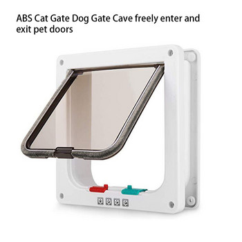 Πόρτα με πτερύγια κατοικίδιων ζώων με 4 κατευθύνσεις σκύλος γάτα κλειδαριά ασφαλείας Γατάκι ABS Πλαστικό Small Pets Gate Kit Διακόπτης κατεύθυνσης Πόρτες