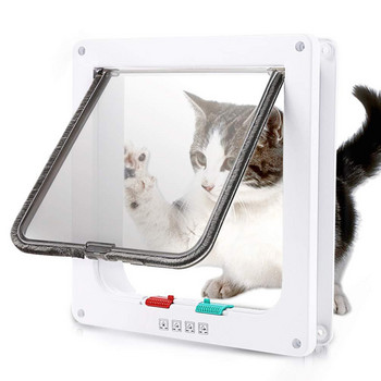 Πόρτα με πτερύγια κατοικίδιων ζώων με 4 κατευθύνσεις σκύλος γάτα κλειδαριά ασφαλείας Γατάκι ABS Πλαστικό Small Pets Gate Kit Διακόπτης κατεύθυνσης Πόρτες