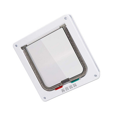 Mājdzīvnieku atloka durvis ar četrvirzienu suņu kaķu bloķēšanas drošības slēdzeni kaķēns ABS plastmasas mazo mājdzīvnieku vārtu komplekts, slēdža virziena durvis