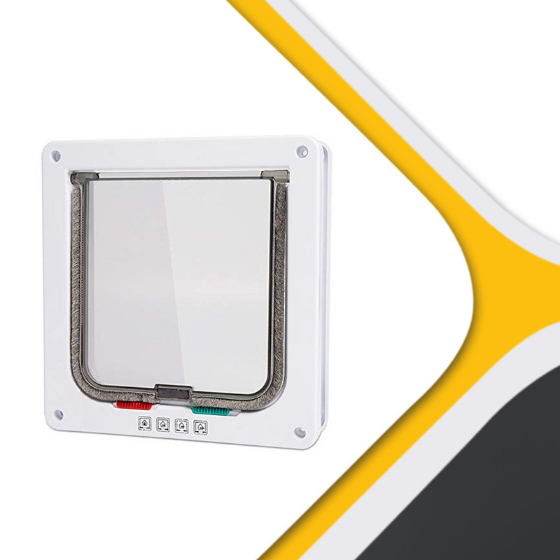 Mājdzīvnieku atloka durvis ar četrvirzienu suņu kaķu bloķēšanas drošības slēdzeni kaķēns ABS plastmasas mazo mājdzīvnieku vārtu komplekts, slēdža virziena durvis