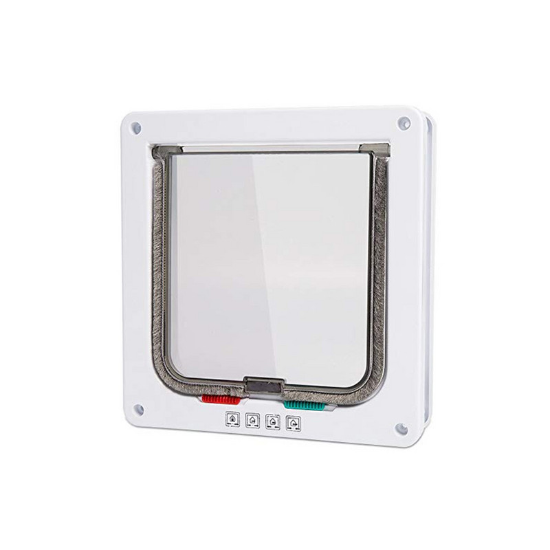 Mājdzīvnieku atloka durvis ar četrvirzienu suņu kaķu bloķēšanas drošības slēdzeni kaķēns ABS plastmasas mazo mājdzīvnieku vārtu komplekts, slēdža virziena durvis