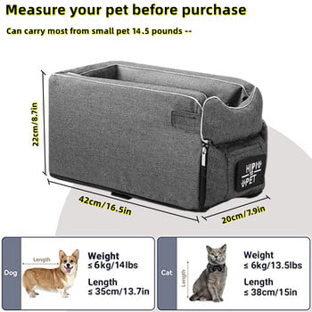 Pet Puppy Cat Bed Carrier Пътна чанта за столче за кола Централен контрол Подлакътник Неплъзгаща се колиба Малки породи Кучета Котка Транспорт за пътуване