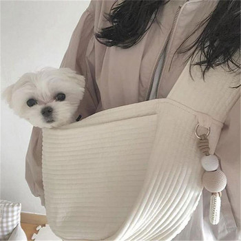 Λευκή χειροποίητη τσάντα για σκύλους κατοικίδιων ζώων για εξωτερικούς χώρους Τσάντα μεταφοράς σκυλιών Ταξιδιωτική τσάντα καμβάς μονή τσάντα ώμου Μαλακή τσάντα αναπνεύσιμη Chihuahua Yorkshire