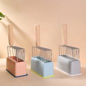 Īpaši liels nerūsējošais kaķu pakaišu liekšķeres komplekts 17cm metāla koka rokturis krāsains glabāšanas bāze metāla kakas liekšķere mājdzīvnieku tīrīšanas rīks