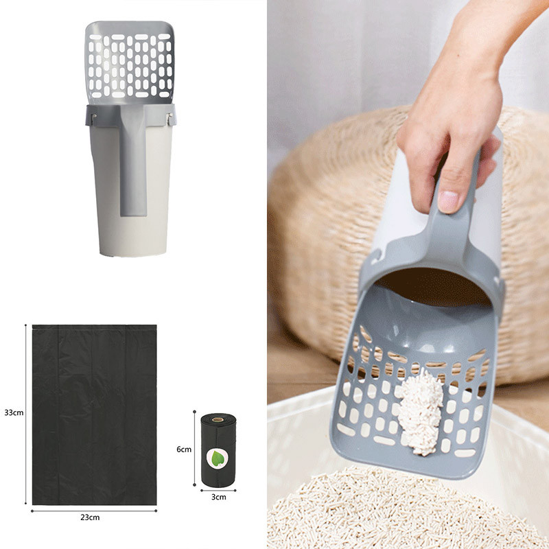 Jauns viengabalains kaķu pakaišu karotes filtru komplekts mājdzīvnieku tualetes pakaišu savācējs noņemams pārnēsājams plastmasas kaķu pakaišu tīrīšanas piederumi mājdzīvniekiem