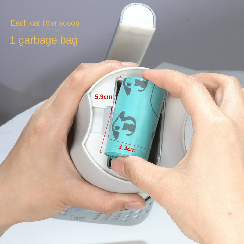 Lopata za mačji pijesak s vrećom za otpad. Lopata za mačke koja se sama čisti. Vreća za čišćenje kućnih ljubimaca. Alat za čišćenje mačića.