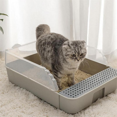 Κουτί απορριμάτων για γάτες Λεκάνη τουαλέτας για κατοικίδια Ημίκλειστη καθαρή τουαλέτα σκύλου Sandbox Γάτα Δίσκος απορριμμάτων γατάκι Scooper Anti Splash Κουτί απορριμμάτων