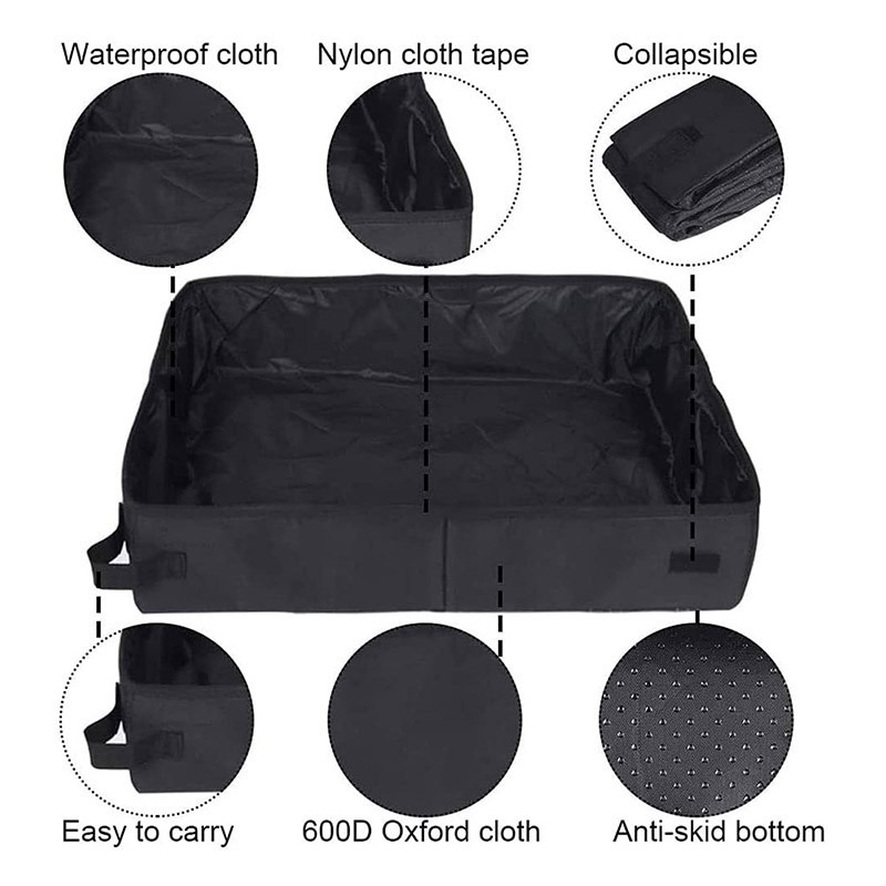 Ūdensizturīga āra salokāma kaķu pakaišu kaste suņiem tualetes paliktnis Saliekams kaķu pakaišu gultas trauks Pārnēsājama ceļojumu mājdzīvnieku kaķu pakaišu kaste Jauna