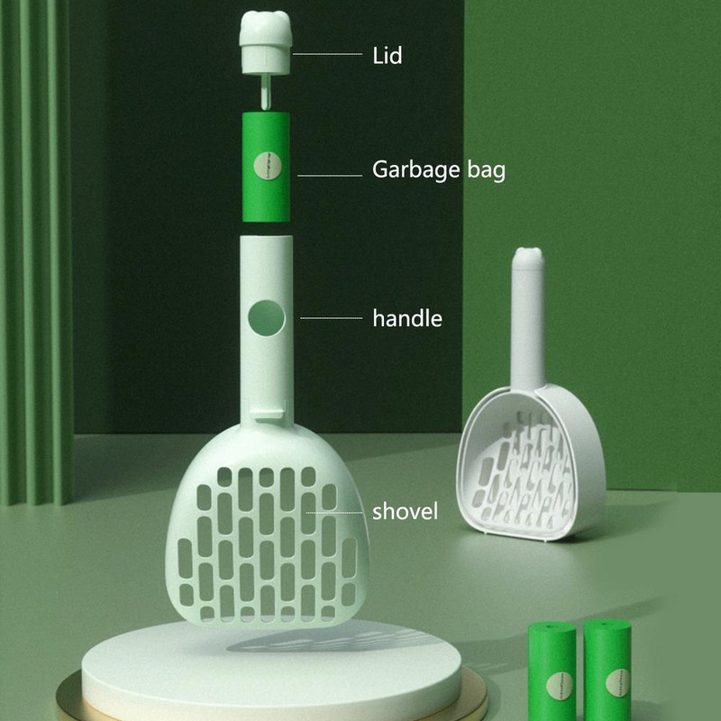 Suņu pakaišu lāpsta Daudzfunkcionāla dziļa, liela ietilpība kaķu pakaišu lāpsta ar turētāju mājdzīvnieku tīrīšanas piederumi