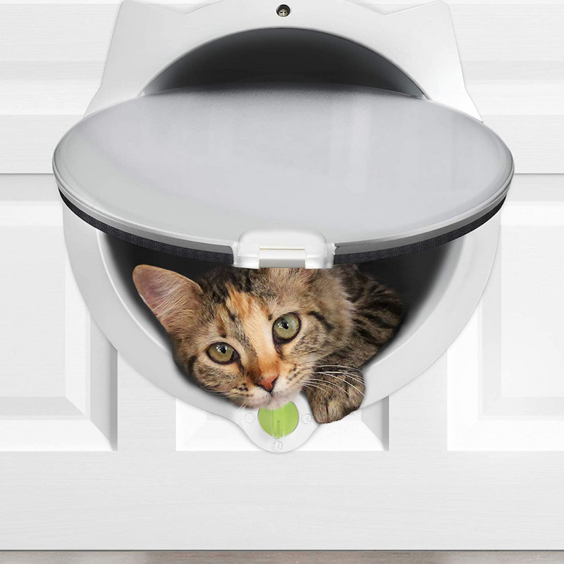 Nova vrata za mačke, mala okrugla pećina s bravom u 4 smjera, prozor za kućne ljubimce koji se mogu zaključati, sigurna vrata za pse, ABS plastika, bijela/crna boja, pribor za kućne ljubimce