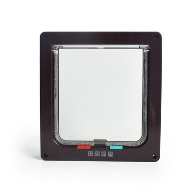 Jaunas viedās mājdzīvnieku durvis, četrvirzienu bloķēšanas drošības slēdzene ABS plastmasas suņu kaķu atloka durvis, vadāmas, virziena slēdža durvis, mājdzīvnieki, piederumi