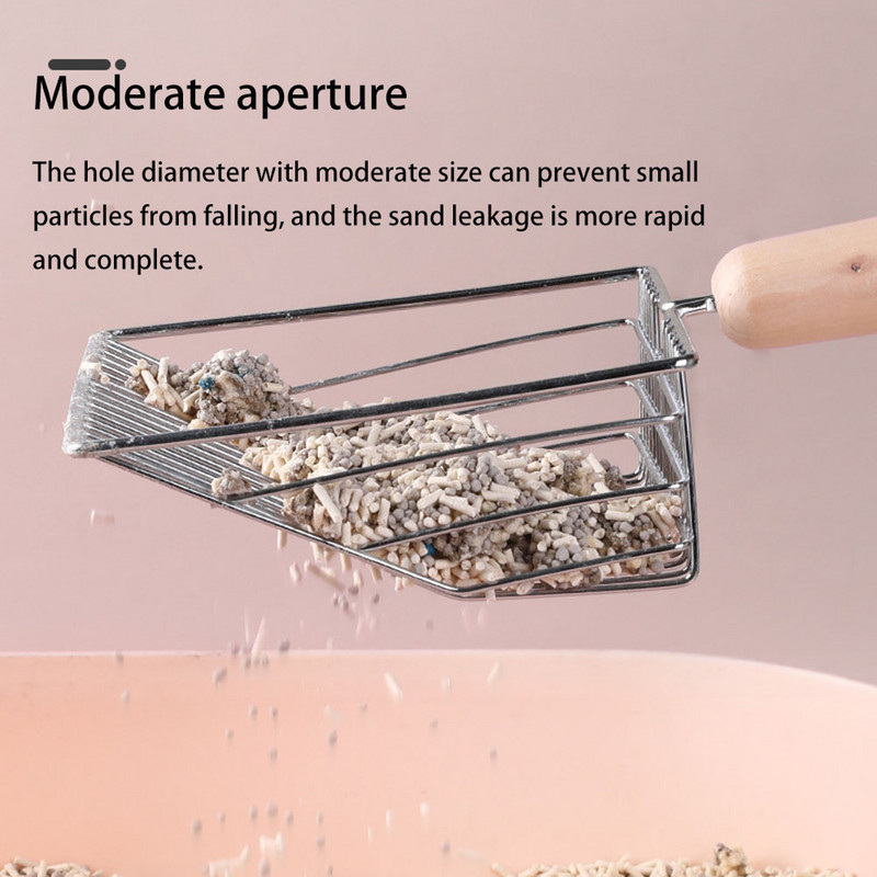 Lopata za mačji pijesak Velika metalna lopatica za mačji pijesak Drvena drška za čišćenje mačjeg WC-a Žlica za izmet Alati Sito Pribor za čišćenje kućnih ljubimaca