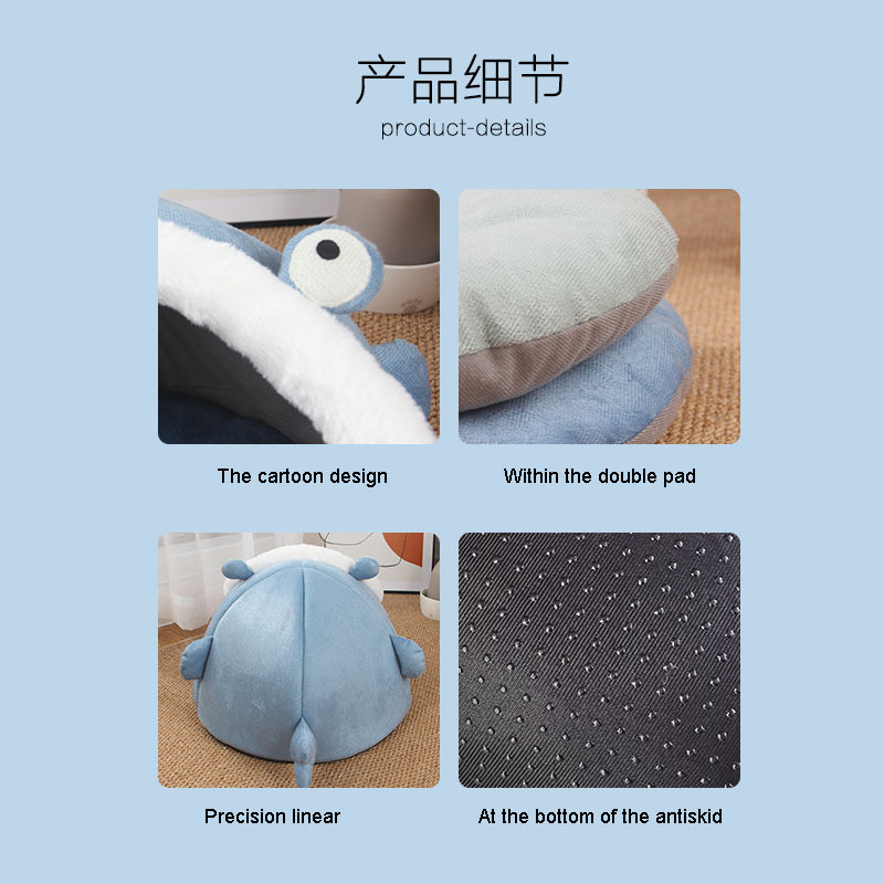 Daļēji slēgts ziemas uzturs silts kaķu ligzdas būris Four Seasons General Cat Villa karikatūra Noņemama mazgājama kaķu suņu mājdzīvnieku produkti