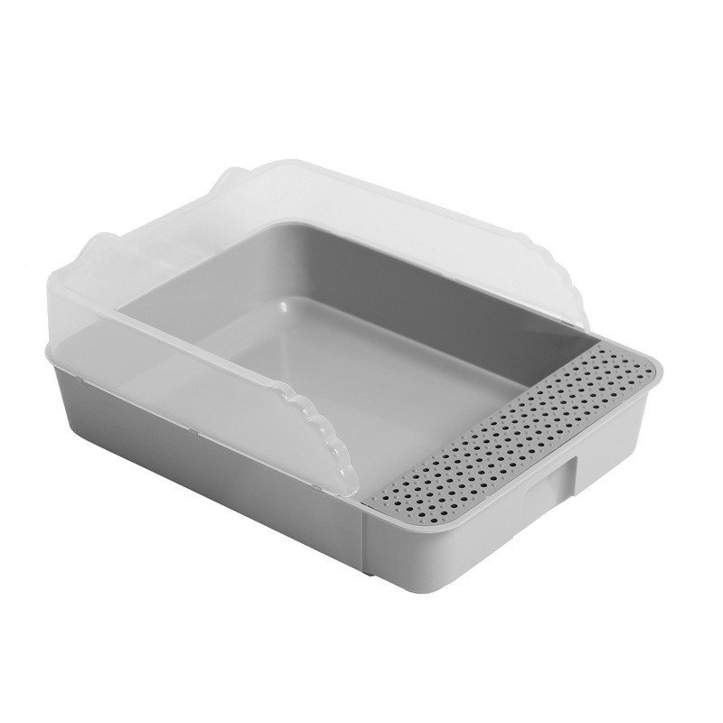 Kaķu tualetes daļēji slēgta pakaišu kaste Šļakatu necaurlaidīga, sadalīta atvērta kaķu tualetes pakaišu kaste kaķu tīrīšanas piederumi kaķu tualetes kaķu kastes tualete