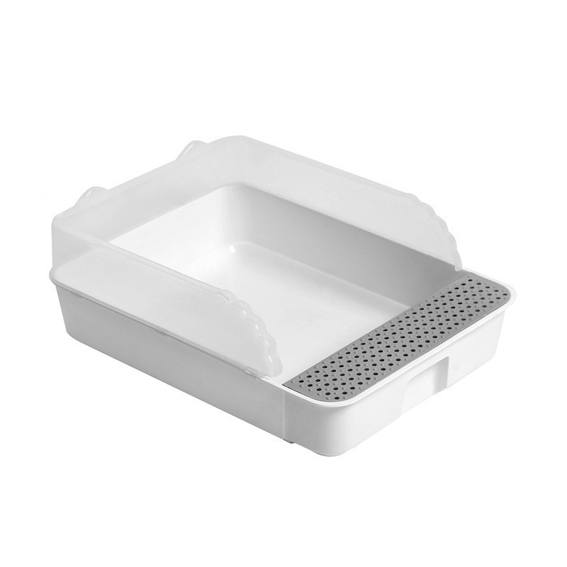 Kaķu tualetes daļēji slēgta pakaišu kaste Šļakatu necaurlaidīga, sadalīta atvērta kaķu tualetes pakaišu kaste kaķu tīrīšanas piederumi kaķu tualetes kaķu kastes tualete