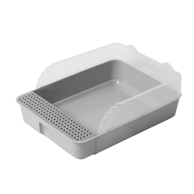 Kaķu tualetes daļēji slēgta pakaišu kaste Šļakatu necaurlaidīga, sadalīta atvērta kaķu tualetes pakaišu kaste kaķu tīrīšanas piederumi kaķu tualetes kaķu kastes tualete