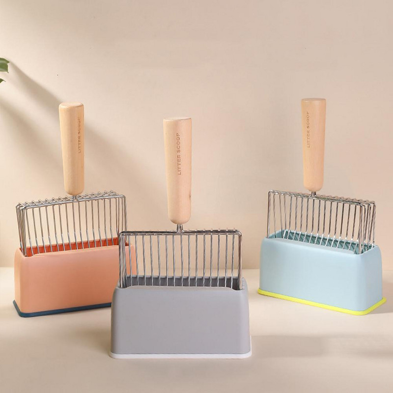 Metalna lopata za pijesak za mačke, lopatica za pijesak velikog kapaciteta s udobnom drvenom drškom Sredstva za čišćenje kućnih ljubimaca