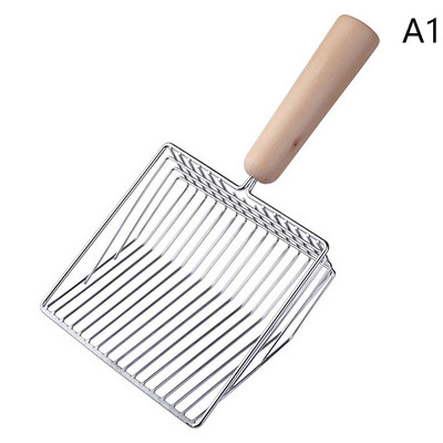 Null Lopatica za mačji pijesak Lopata za mačji pijesak Pijesak za mačke Izuzetno veliki set lopatica za mačji pijesak od nehrđajućeg čelika 17 cm Metalna drvena ručka u boji