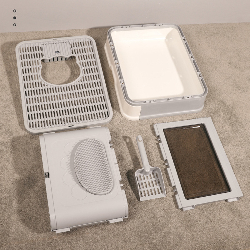 Kvadrātveida, pilnībā slēgta kaķu pakaišu kaste Spēcīga, izturīga, liela telpa, pretšļakatu kaķēnu tualete Forša kaķu māja ar atvilktni