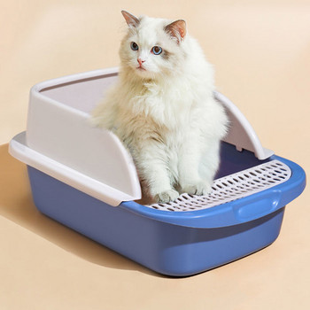 Αποσπώμενο κουτί απορριμάτων γατάκι Λεκάνη τουαλέτας για κατοικίδια Ημίκλειστη λεκάνη καθαρισμού γάτας Anti Splash Sandbox Αξεσουάρ για γάτες Είδη για κατοικίδια
