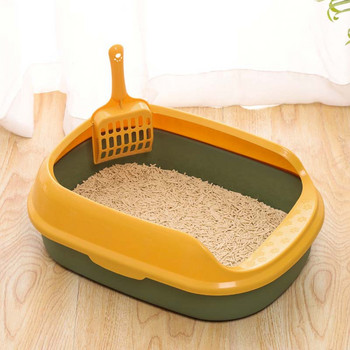 Най-продавана пластмасова котешка тоалетна Кутия Продукти за домашни любимци Куче Котешка тоалетна Тава Изпражнения Пясъчник Тоалетна за животни + Безплатна лопата за пясък