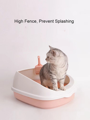 Κουτί απορριμμάτων γάτας Τουαλέτα κατοικίδιων κατοικίδιων κατοικίδιων ζώων Δίσκος για σκύλους κατά του πιτσιλίσματος με σέσουλα Kitten Dog Clean Toilette Home Πλαστικό κουτί άμμου για γάτες
