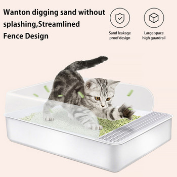 Ημι-ανοιχτό κιβώτιο απορριμμάτων γάτας Ανοιχτό κουτί απορριμμάτων γάτας Anti-splashing Κουτί απορριμμάτων κοσκίνισμα ψηλής πλευράς με σέσουλα απορριμμάτων