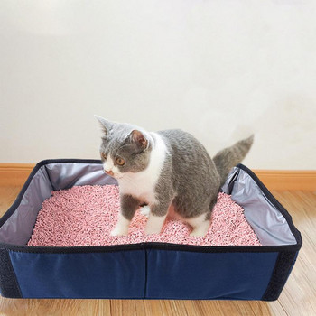 Φορητό κουτί απορριμμάτων γατών Πτυσσόμενα καλυμμένα κιβώτια απορριμμάτων για γάτες Μεταφορέας κατοικίδιων ζώων για γάτες Αδιάβροχο κουτί απορριμμάτων για γάτες