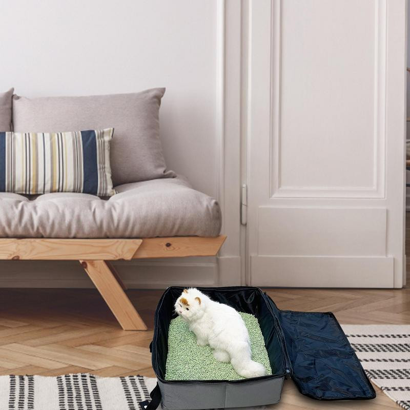 Pārnēsājama kaķu pakaišu kaste Salokāmas pārklātas pakaišu kastes kaķiem Mājdzīvnieku pārvadātājs kaķiem Pakaišu kaste Ūdensizturīgs ceļojumu pakaiši